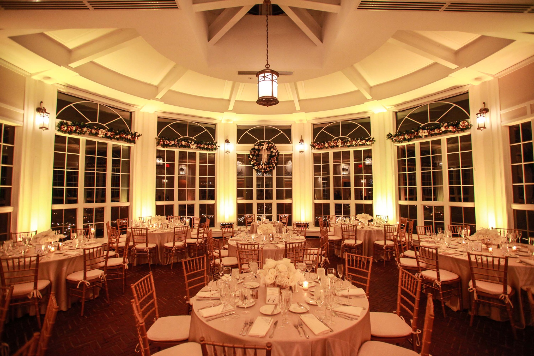 Wedding ballroom transformed with colorful uplighting