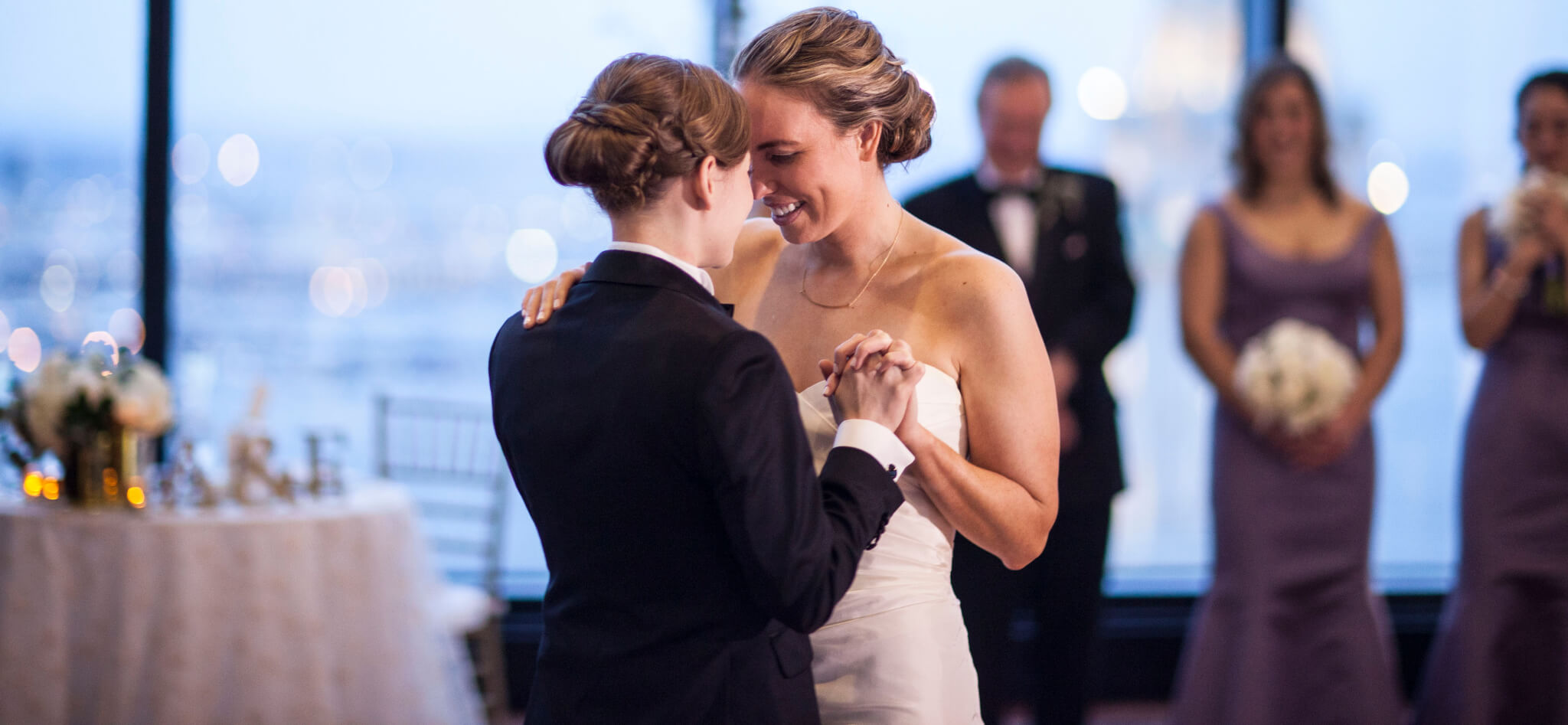 Two brides sharing their first dance
