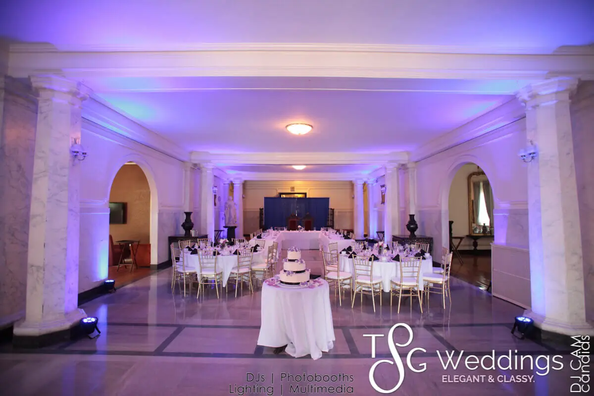 Wedding lighting at Regis College