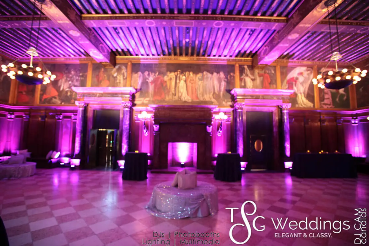 Wedding lighting at Boston Public Library