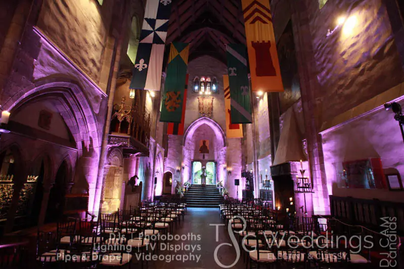 Wedding lighting at Hammond Castle